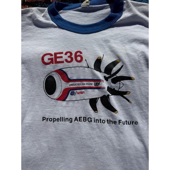 VTG 80s screen stars ringer t shirt NASA General Electric GE36 UDF Small/Medium - Picture 3 of 6